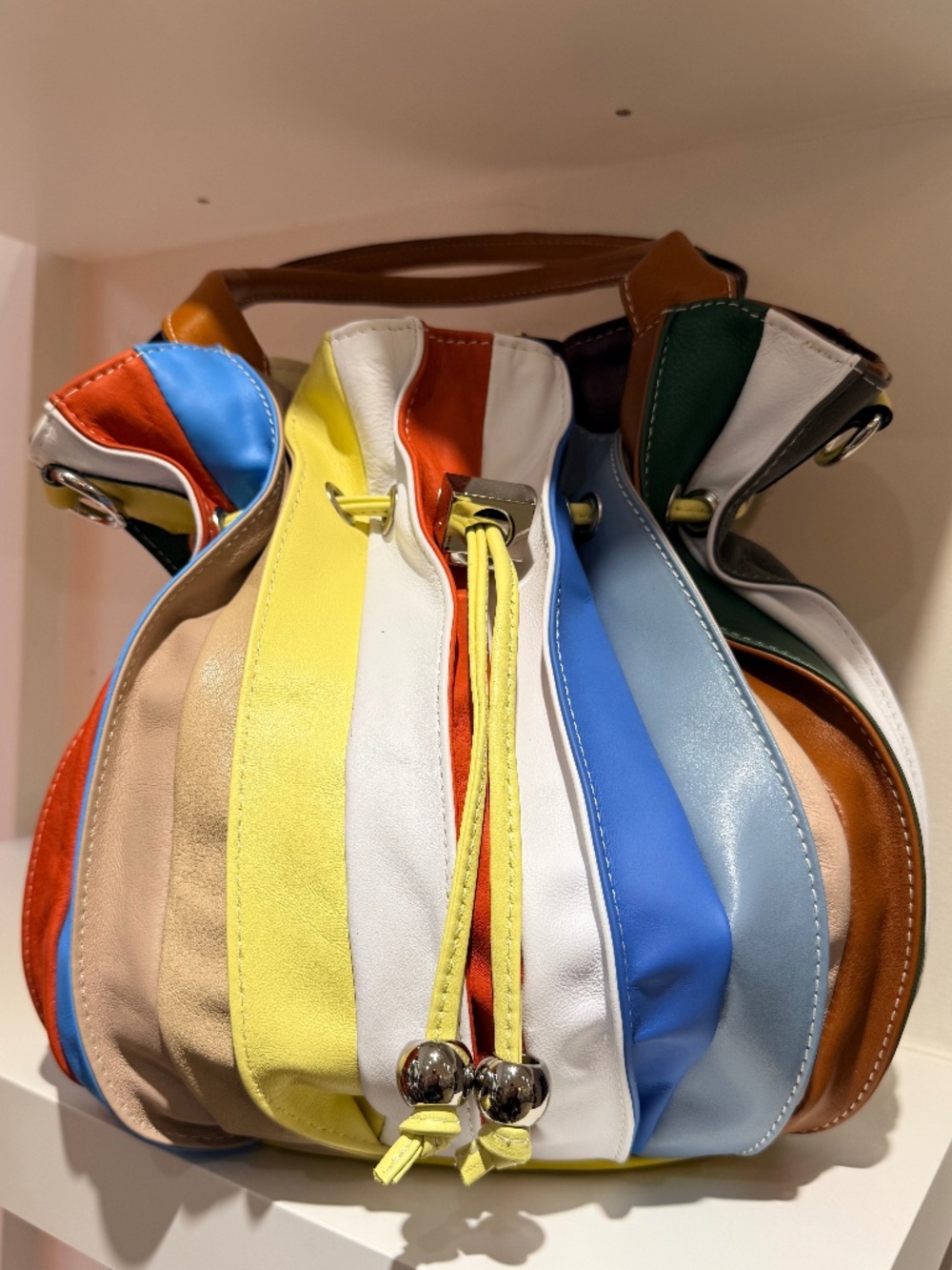 NWT Giostra Elisa Italian Leather Colorful Women's Bucket Bag Florence